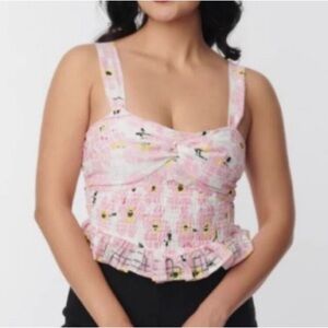 Unique Vintage Pink Floral Crop Top size 3X New Without Tags